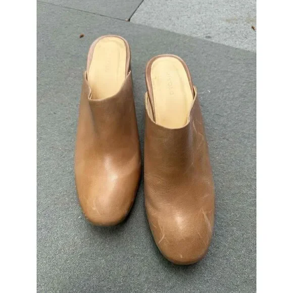 Nisolo Womens Mule Shoes Size 8.5 Brown Leather Chunky Heel Closed Toe - Picture 6 of 7